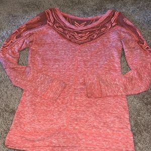 Maurices Sheer Lace Long Sleeve Top 🧡